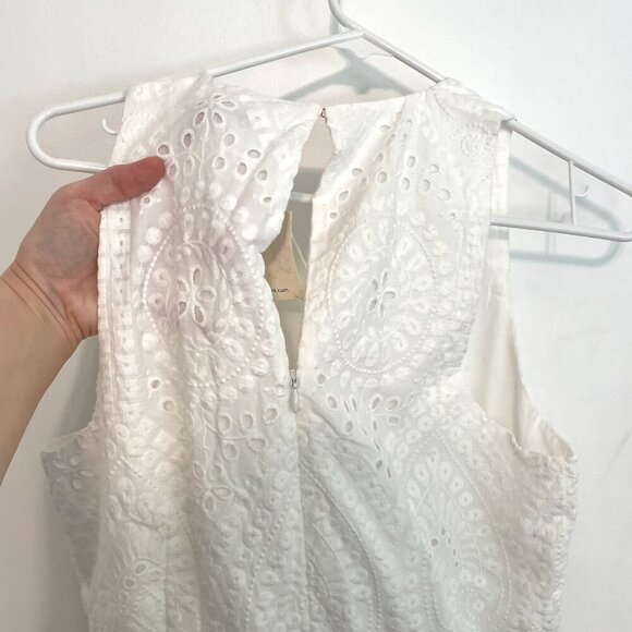 NEW NWT TRINA TRINA TURK Scallop Hem Eyelet Cropped Jumpsuit Cream Ivory ?? Boho - Picture 13 of 16